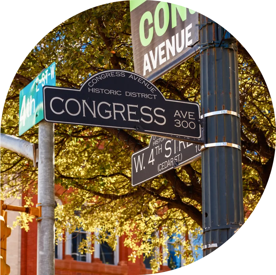 Street sign for Congress Avenue in Austin, Texas.