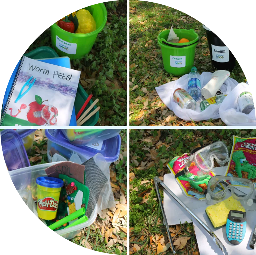 Collage image of an activity kit provided by Keep Austin Beautiful.