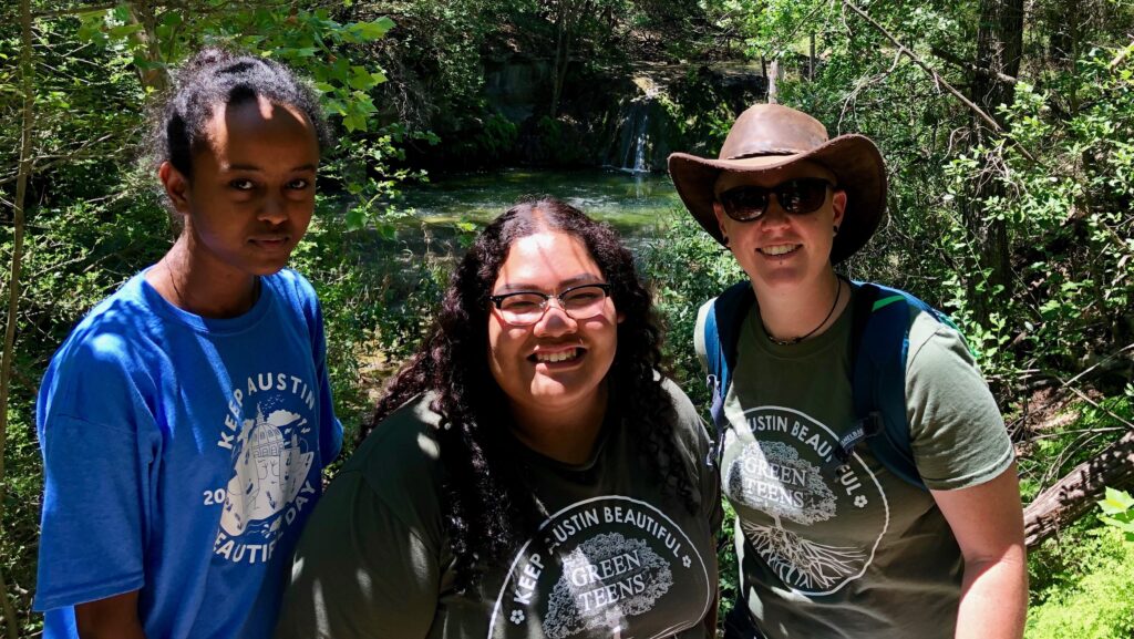 Photo of three of Keep Austin Beautiful's summer interns.