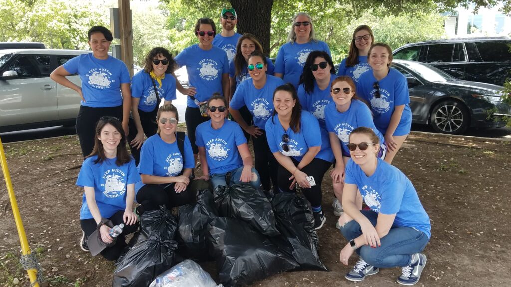 Group of volunteers participating in Keep Austin Beautiful Day 2019.