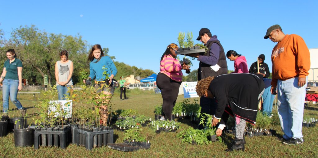 Group of volunteers at Keep Austin Beautiful's Resource Giveaway Day.