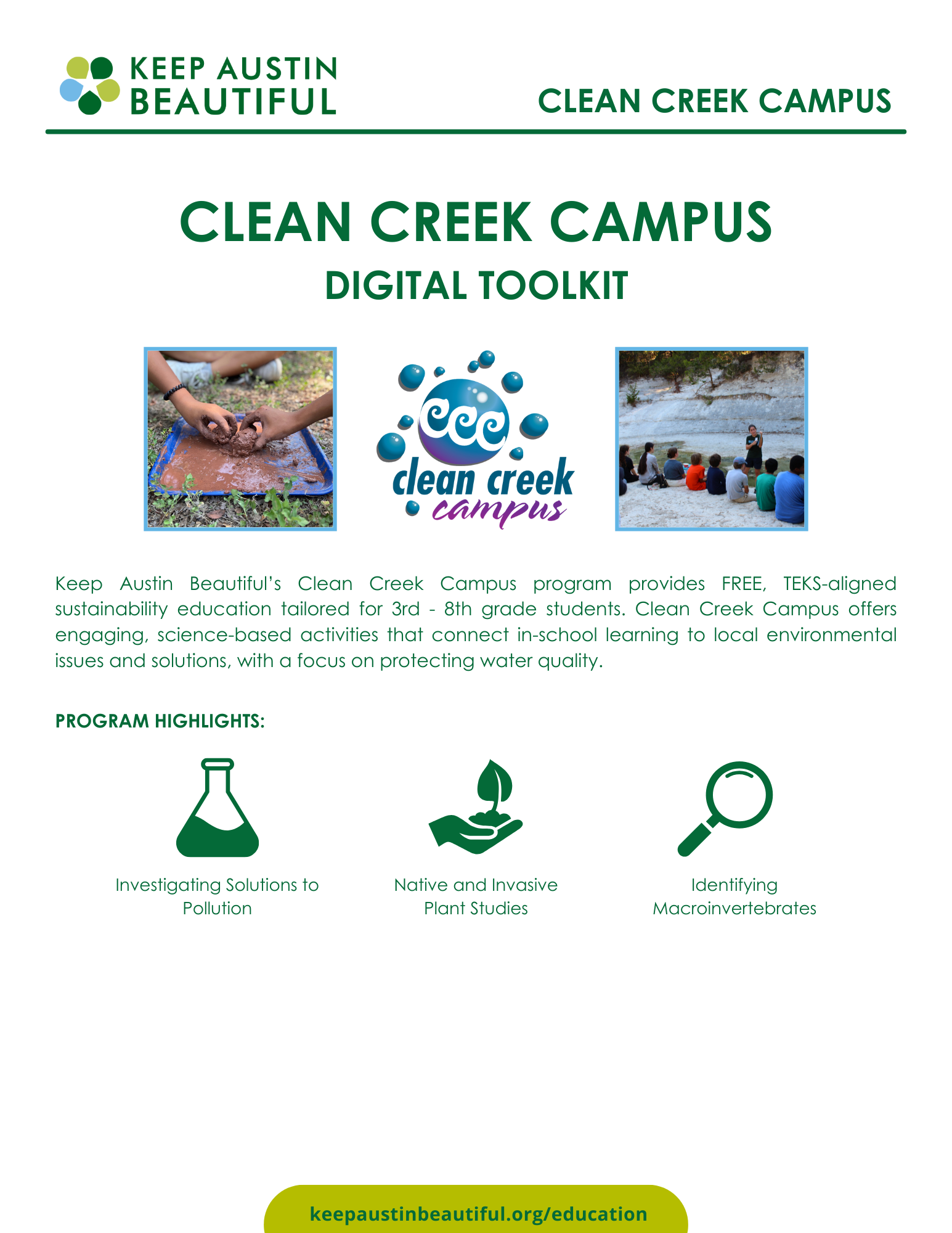 Clean Creek Campus digital toolkit cover image.